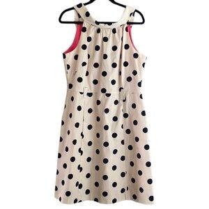 Eliza J I Tan and Black Cotton Polka Dot Zipper Mini Dress size 14